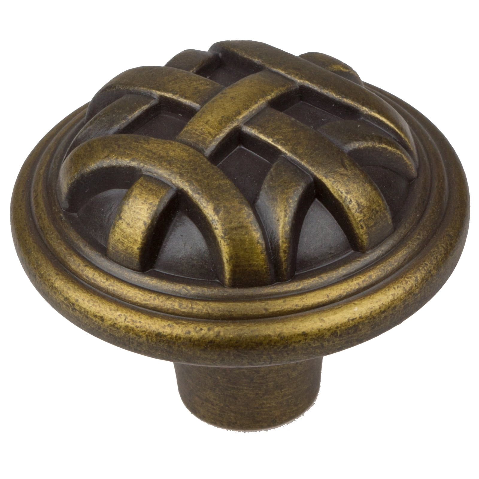 GlideRite 1-1/4 in. Round Braided Cabinet Knob, Antique Brass, Pack of 5