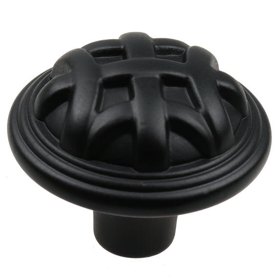 GlideRite 1-1/4 in. Round Braided Cabinet Knob, Matte Black, Pack of 10