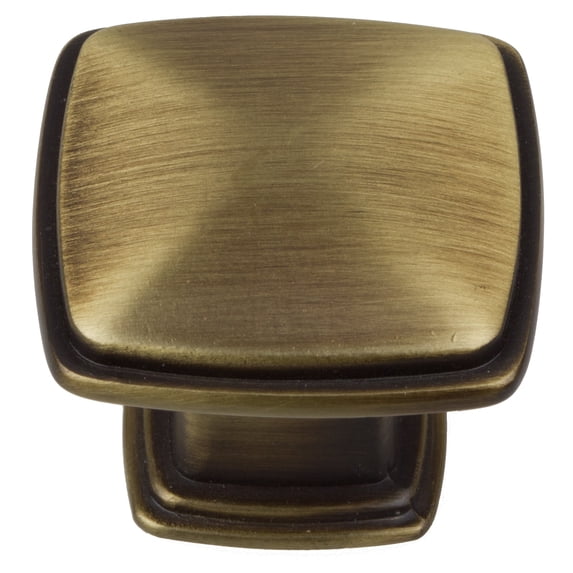 GlideRite 1-1/4 in. Square Cabinet Knob, Antique Brass, Pack of 10