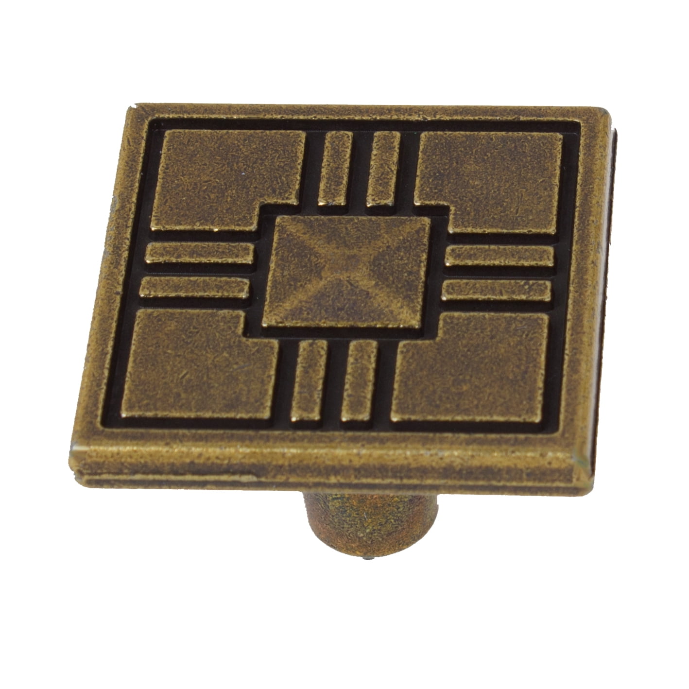 GlideRite 1-1/4 in. Square Deco Cabinet Knob, Antique Brass