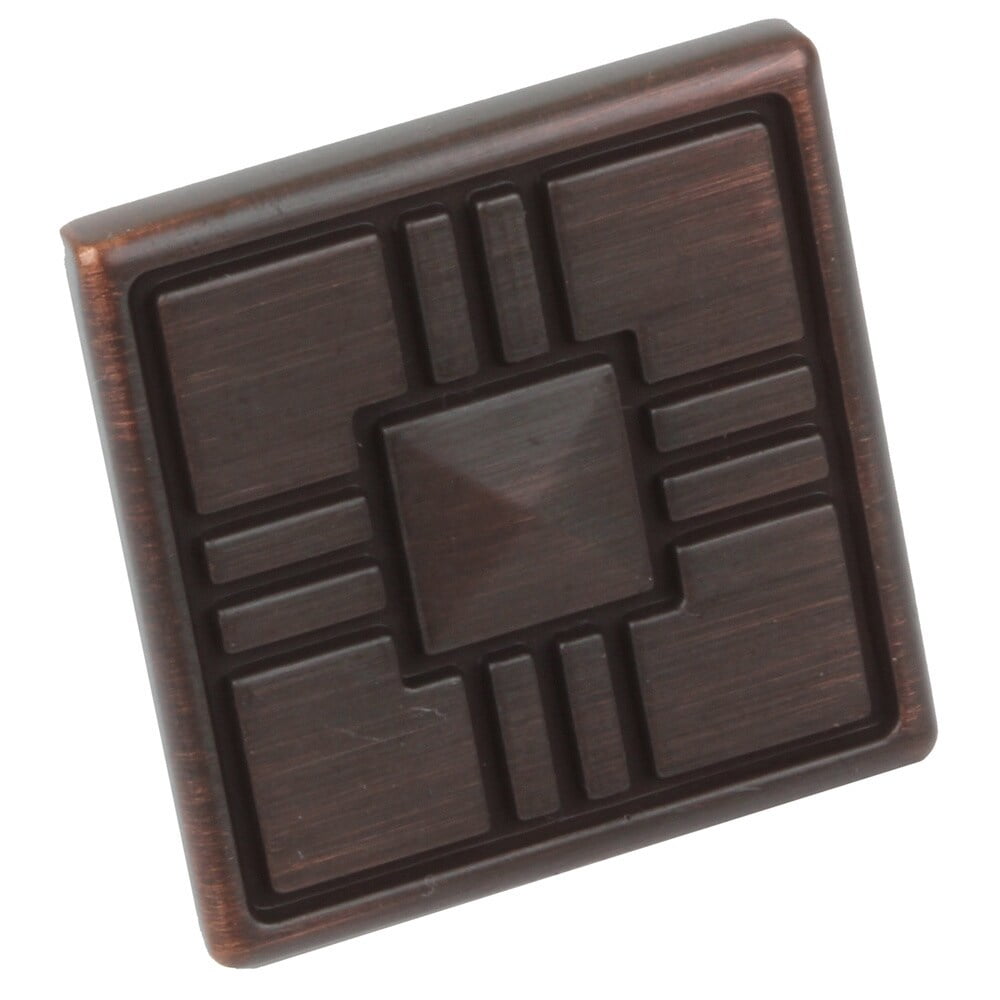 GlideRite 1-1/4 in. Square Deco Cabinet Knob, Oil Rubbed Bronze, Pack of 25