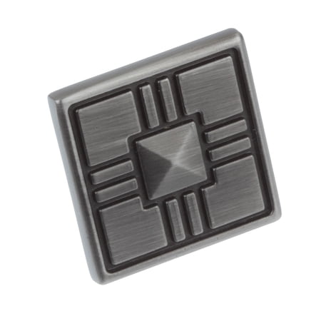 GlideRite 1-1/4 in. Square Deco Cabinet Knob, Satin Pewter, Pack of 10