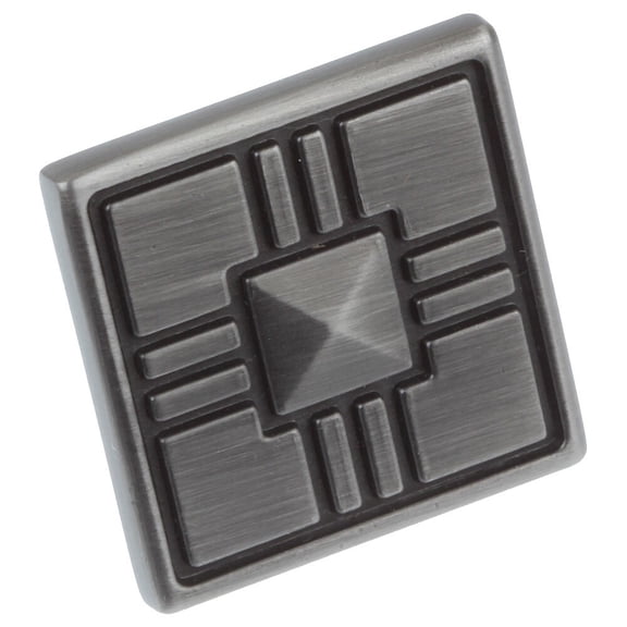 GlideRite 1-1/4 in. Square Deco Cabinet Knob, Satin Pewter, Pack of 25