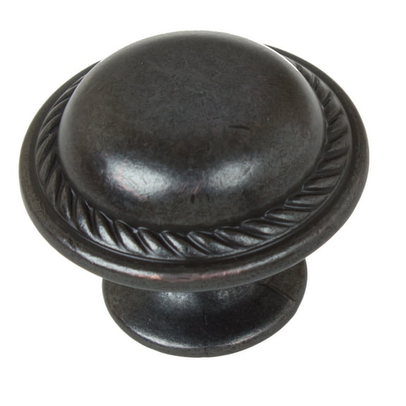 GlideRite 1-1/8 Inch Rustic Round Rope Cabinet Knob, Oil Rubbed Bronze