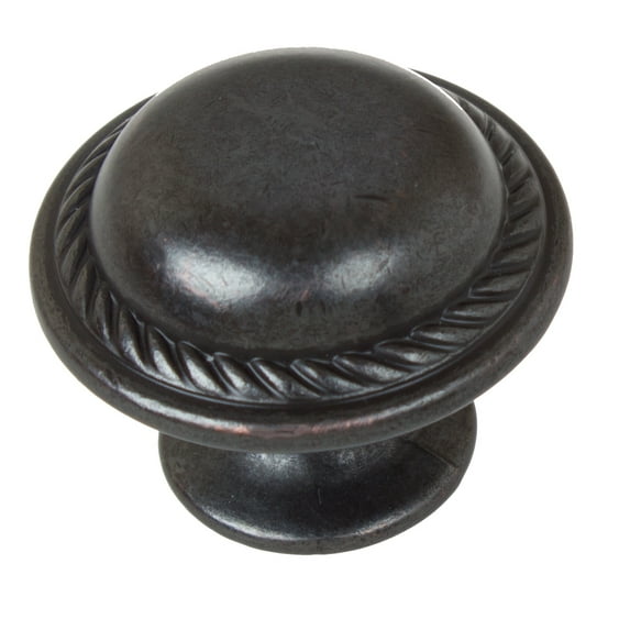 GlideRite 1-1/8 Inch Rustic Round Rope Cabinet Knob, Oil Rubbed Bronze