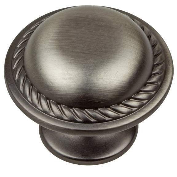 GlideRite 1-1/8 Inch Rustic Round Rope Cabinet Knob, Satin Pewter