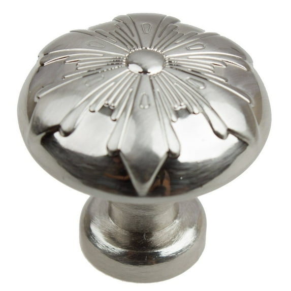 GlideRite 1-1/8 in. Round Snowflake Cabinet Knob, Satin Nickel, Pack of 10