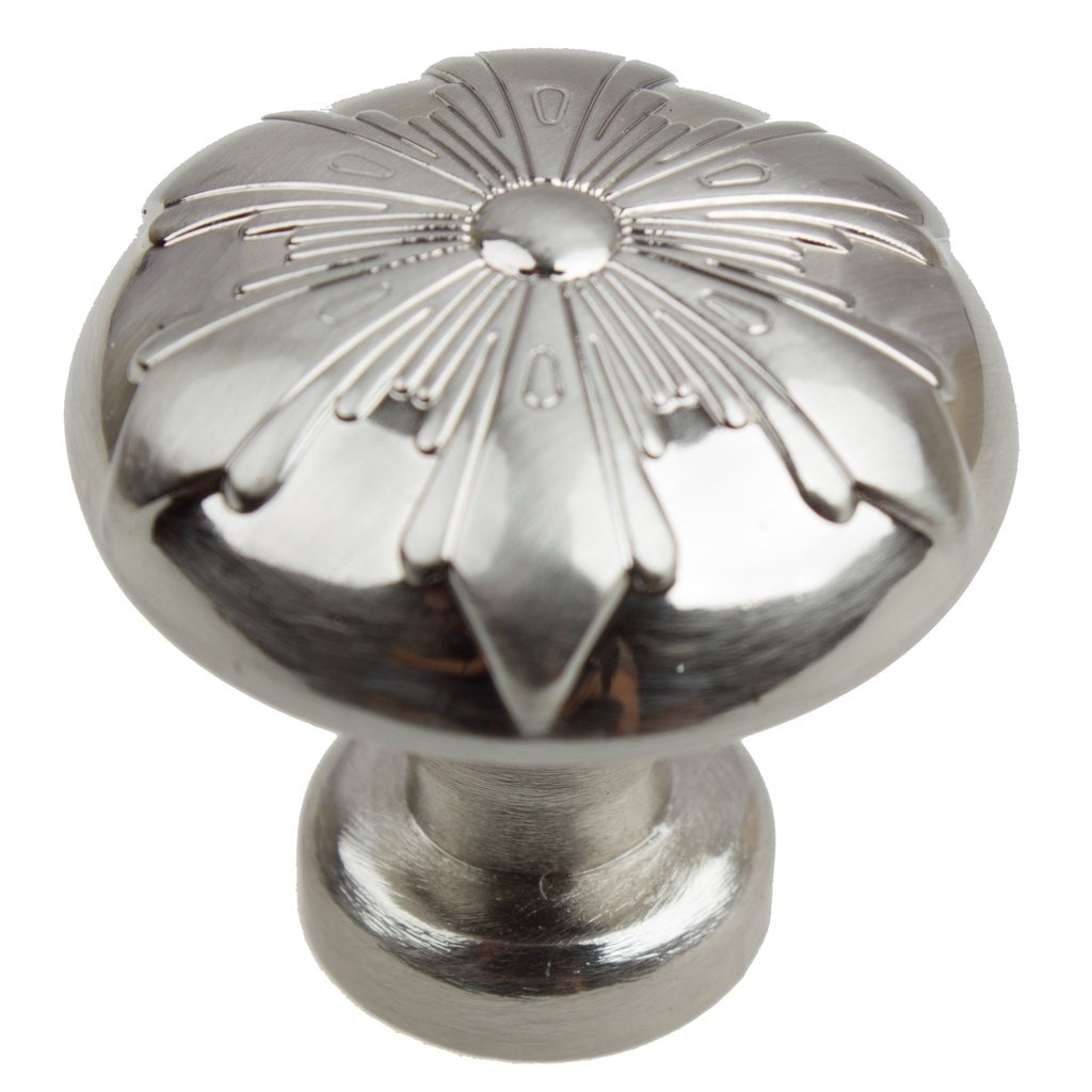 GlideRite 1-1/8 in. Round Snowflake Cabinet Knob, Satin Nickel, Pack of 25