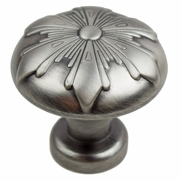 GlideRite 1-1/8 in. Round Snowflake Cabinet Knob, Satin Pewter, Pack of 10