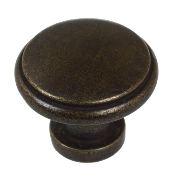 GlideRite 1.125 in. Round Ring Classic Cabinet Knob, Antique Brass