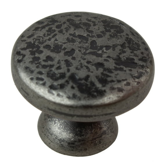 GlideRite 1.125 in. Round Rustic Hammered Cabinet Knob, Weathered Nickel