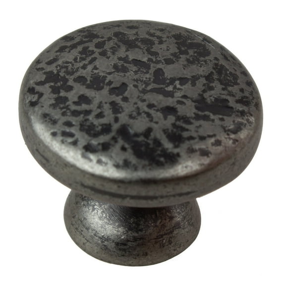 GlideRite 1.125 in. Round Rustic Hammered Cabinet Knobs, Weathered Nickel, Pack of 5
