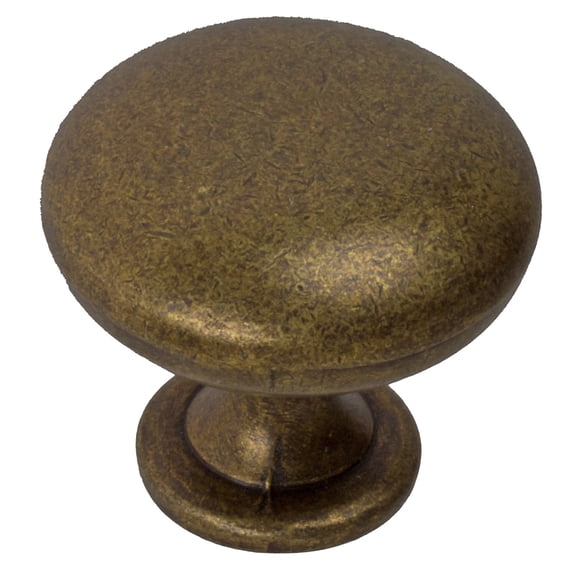 GlideRite 1.125 in. Solid Classic Round Cabinet Knob, Antique Brass