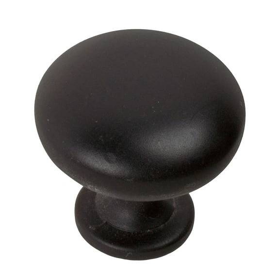 GlideRite 1.125 in. Solid Classic Round Cabinet Knob, Matte Black