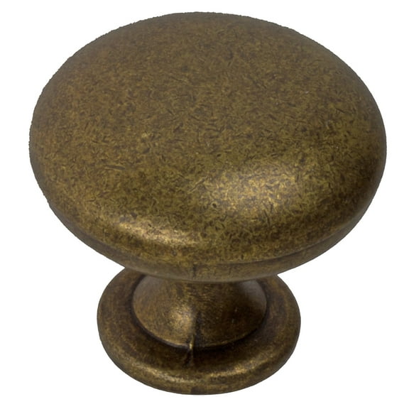 GlideRite 1.125 in. Solid Classic Round Cabinet Knobs, Antique Brass, Pack of 10