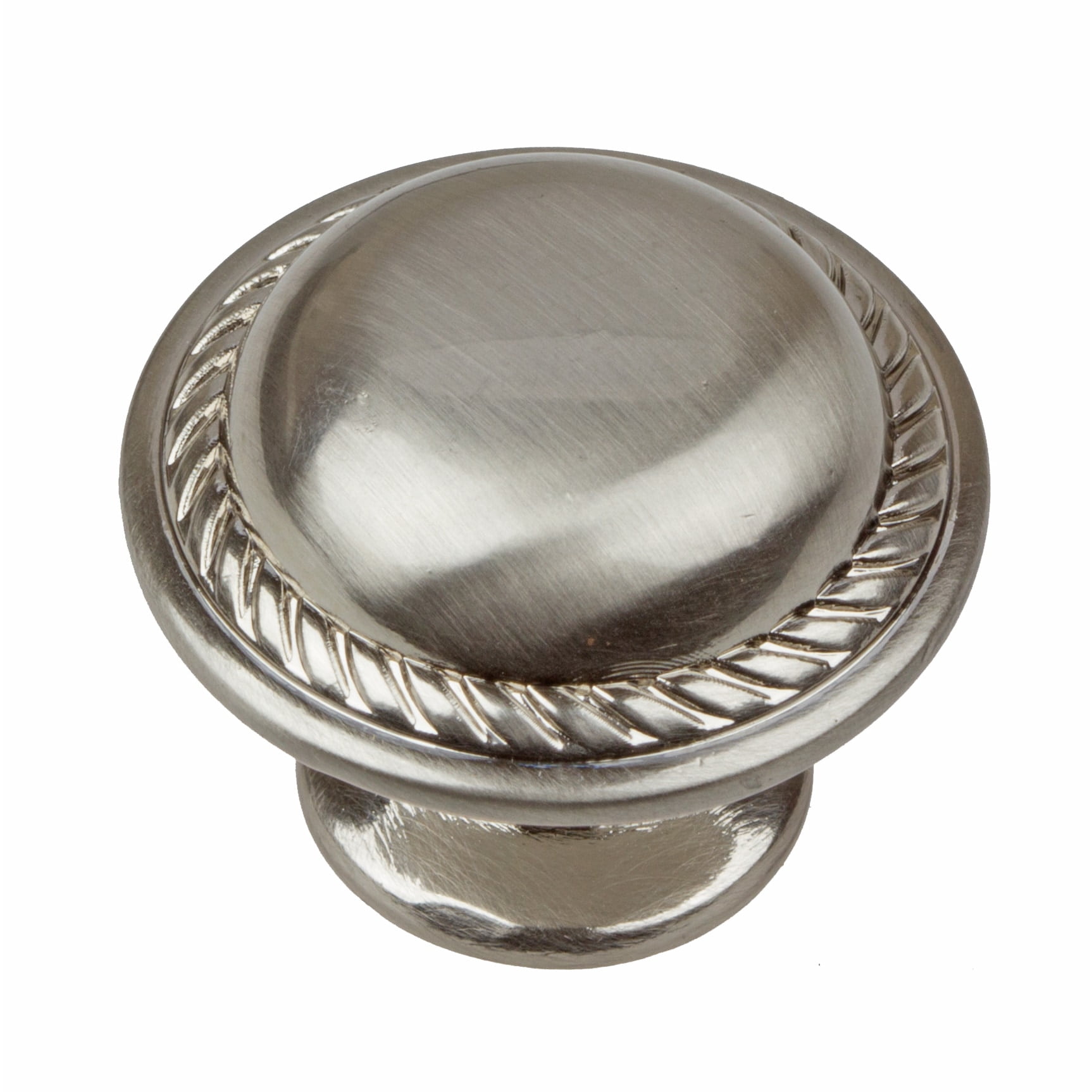 Satin Nickel Round Rope Cabinet Knob with Mounting Hardware