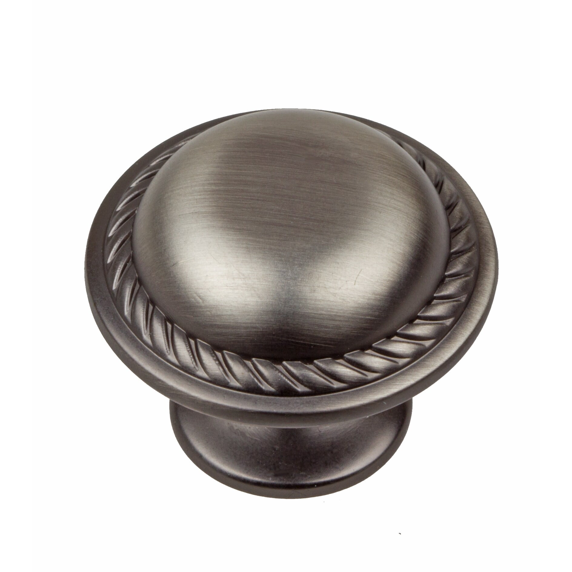 Satin Pewter Round Rope Cabinet Knobs with Mounting Hardware, 10 Pack