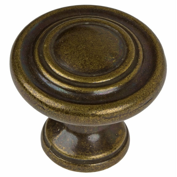 GlideRite 1.25 in. Classic Round Ring Cabinet Knob, Antique Brass