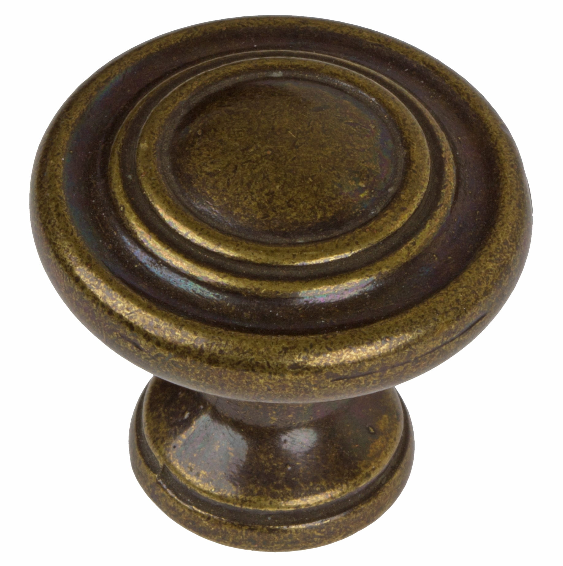 GlideRite 1.25 in. Classic Round Ring Cabinet Knobs, Antique Brass, Pack of 25