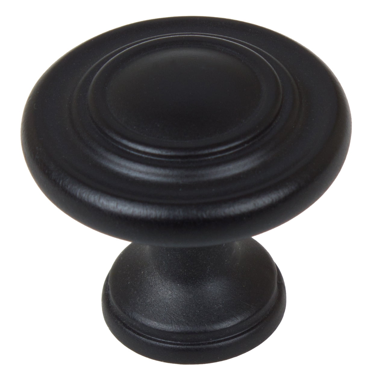 GlideRite 1.25 in. Classic Round Ring Cabinet Knobs, Matte Black, Pack of 10
