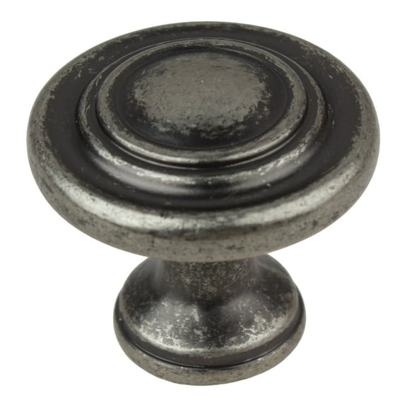 GlideRite 1.25 in. Classic Round Ring Cabinet Knobs, Weathered Nickel, Pack of 25