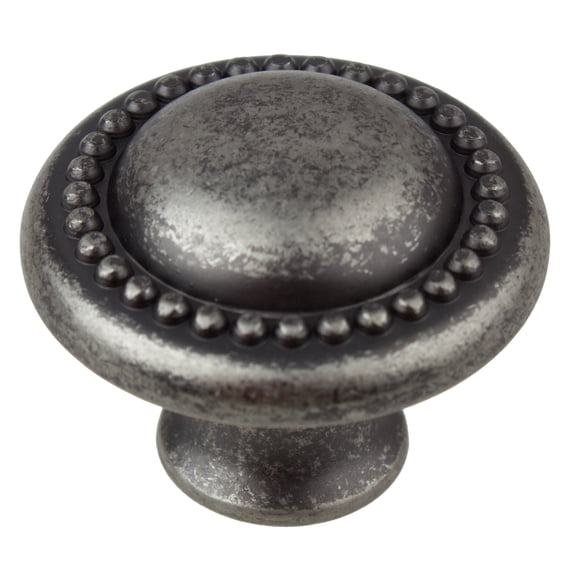 GlideRite 1.25 in. Round Beaded Cabinet Knob, Weathered Nickel