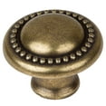 thumbnail image 1 of GlideRite 1.25 in. Round Beaded Cabinet Knobs, Antique Brass, Pack of 10, 1 of 5