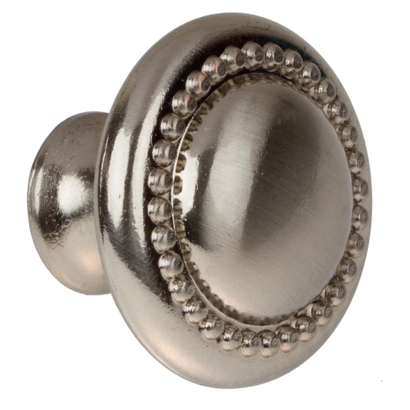 GlideRite 1.25 in. Round Beaded Cabinet Knobs, Satin Nickel, Pack of 25
