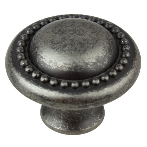 GlideRite 1.25 in. Round Beaded Cabinet Knobs, Weathered Nickel, Pack of 25