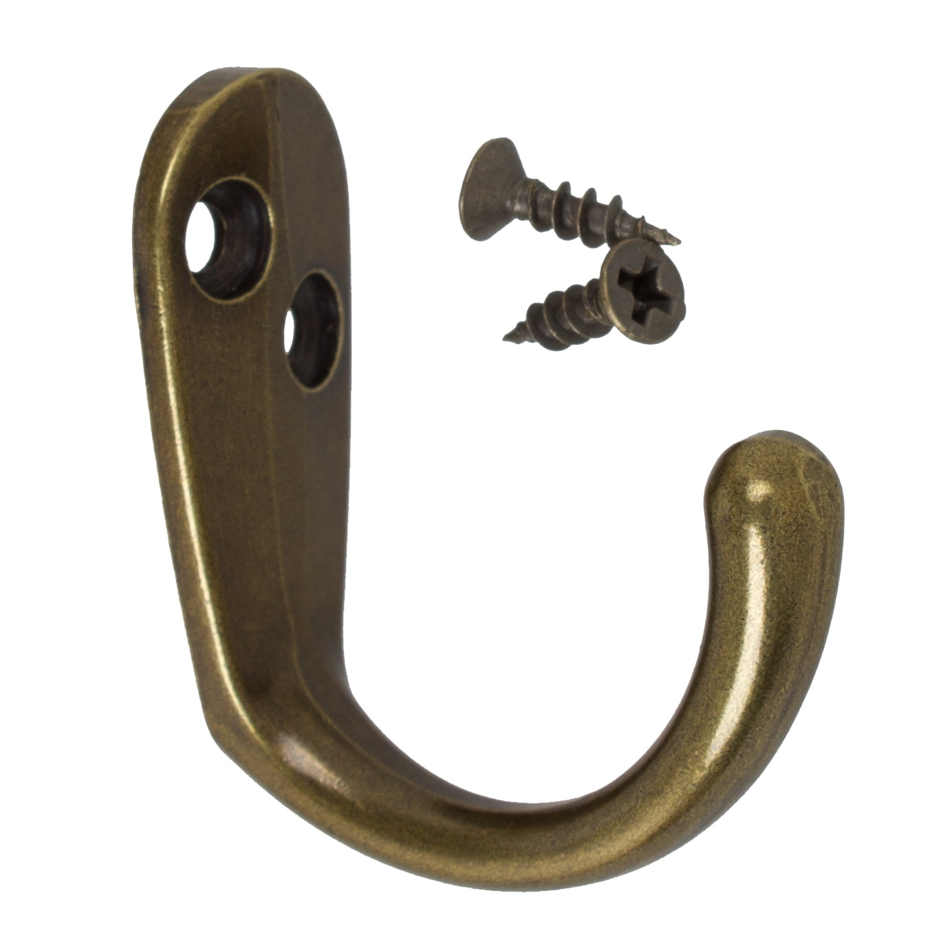 GlideRite 1-3/4 in. Classic Small Single Wall Coat Hooks， Antique Brass，  Pack of 25 