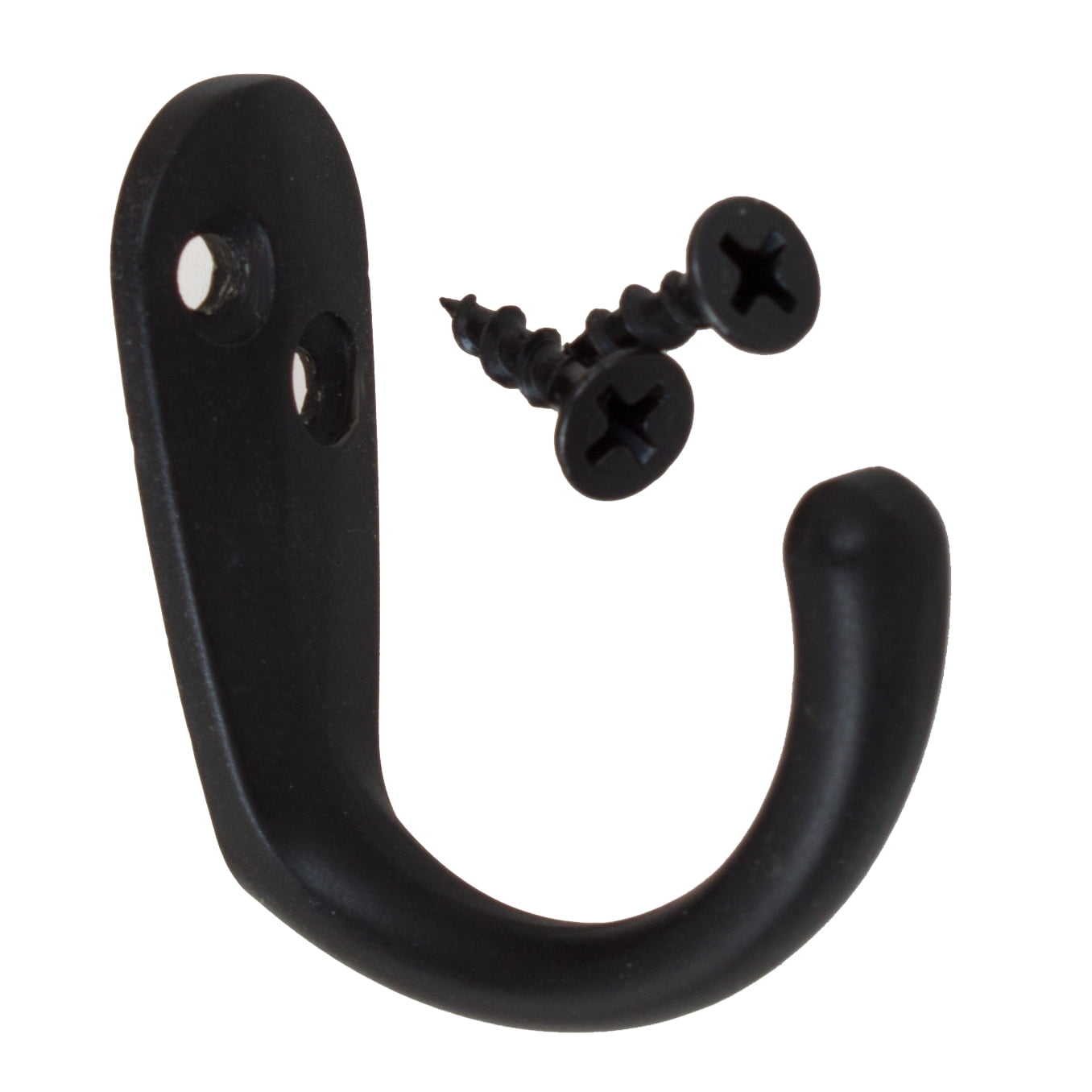GlideRite 1-3/4 in. Classic Small Single Wall Coat Hooks Matte Black Pack  of 5 