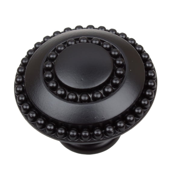 GlideRite 1-3/8 in. Round Double Ring Beaded Cabinet Knob, Matte Black, Pack of 10