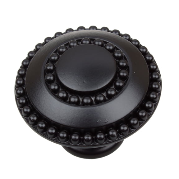 GlideRite 1-3/8 in. Round Double Ring Beaded Cabinet Knob, Matte Black