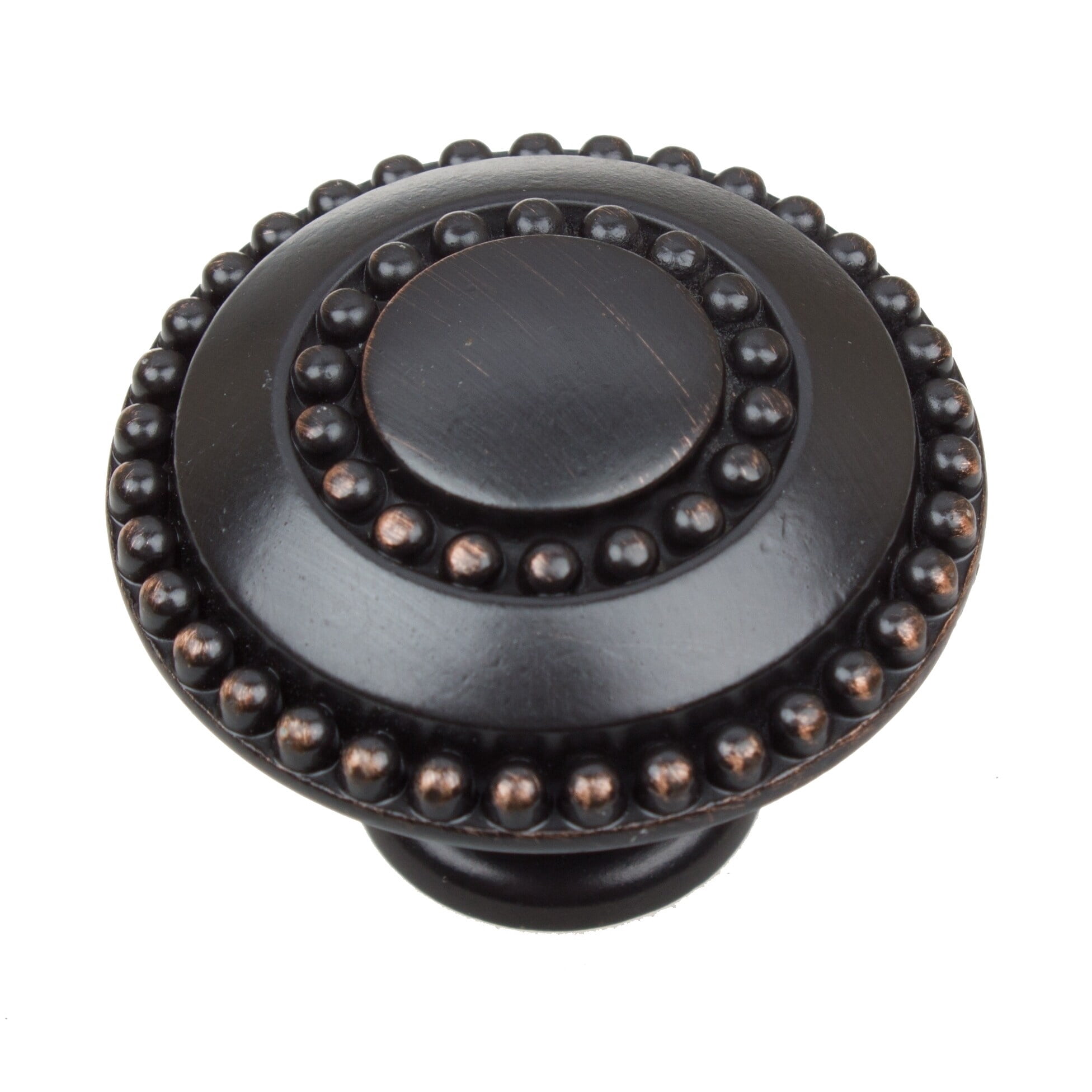 GlideRite 1-3/8 in. Round Double Ring Beaded Cabinet Knob, Oil Rubbed Bronze, Pack of 5