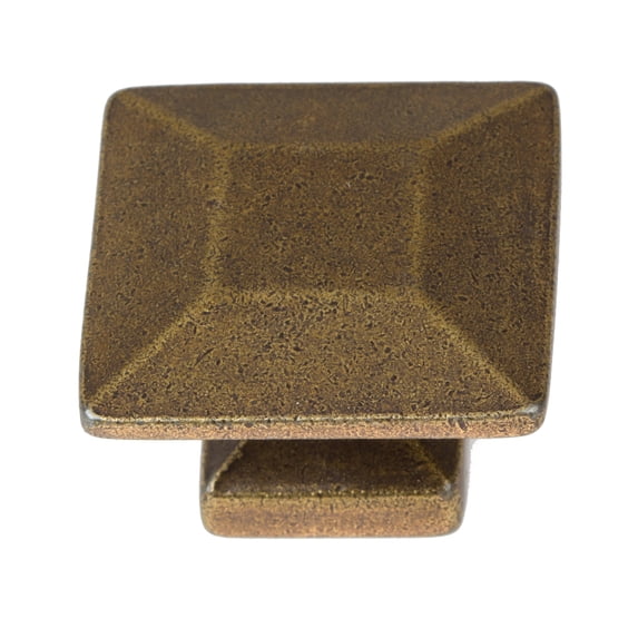 GlideRite 1.375 in. Modern Square Cabinet Knob, Antique Brass