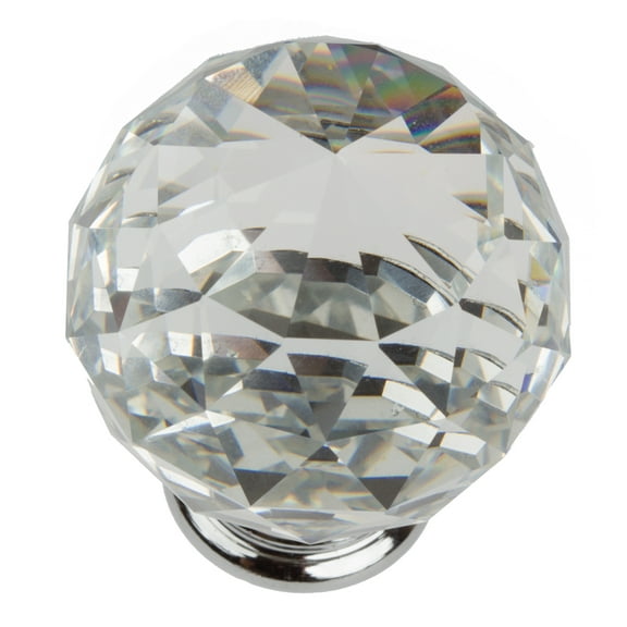 GlideRite 1-5/8 in. Round K9 Crystal Cabinet Knob, Polished Chrome Base