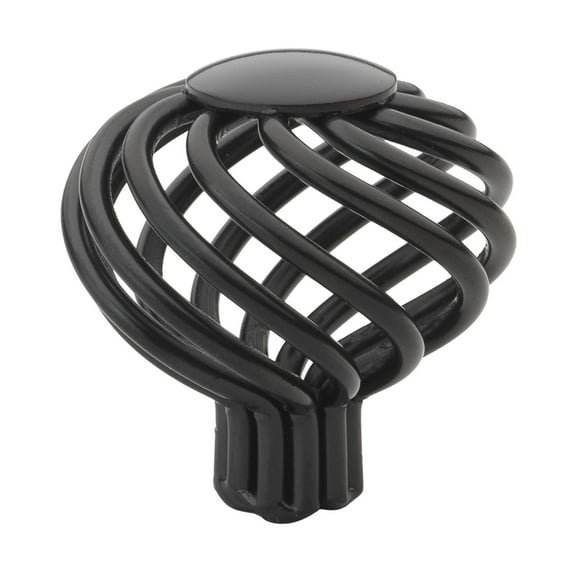 GlideRite 1.5 in. Twisted Round Birdcage Cabinet Knobs, Matte Black, Pack of 25
