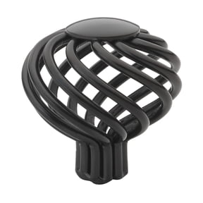 GlideRite 1.5 in. Twisted Round Birdcage Cabinet Knobs, Matte Black, Single Pack