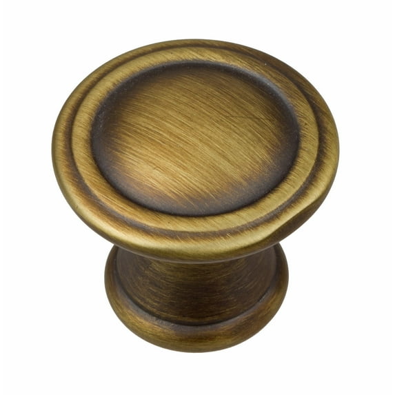 GlideRite 1 in. Classic Reeded Round Cabinet Knobs, Antique Brass, Pack of 10