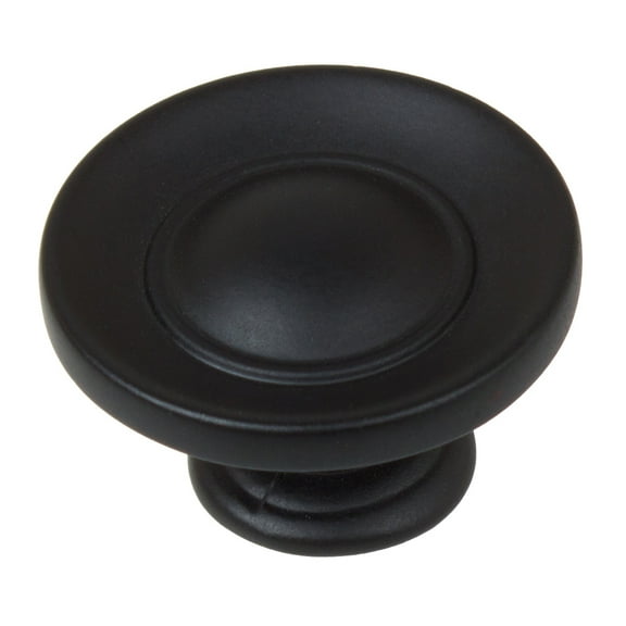 GlideRite 1 in. Classic Round Ring Button Cabinet Knob, Matte Black