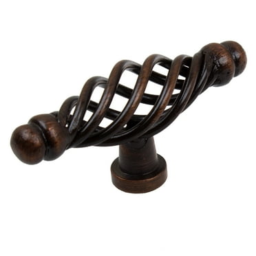 GlideRite 2-5/8 in. Twisted Rounded End Birdcage Solid Steel Cabinet T-Knobs, Oil Rubbed Bronze, Pack of 10