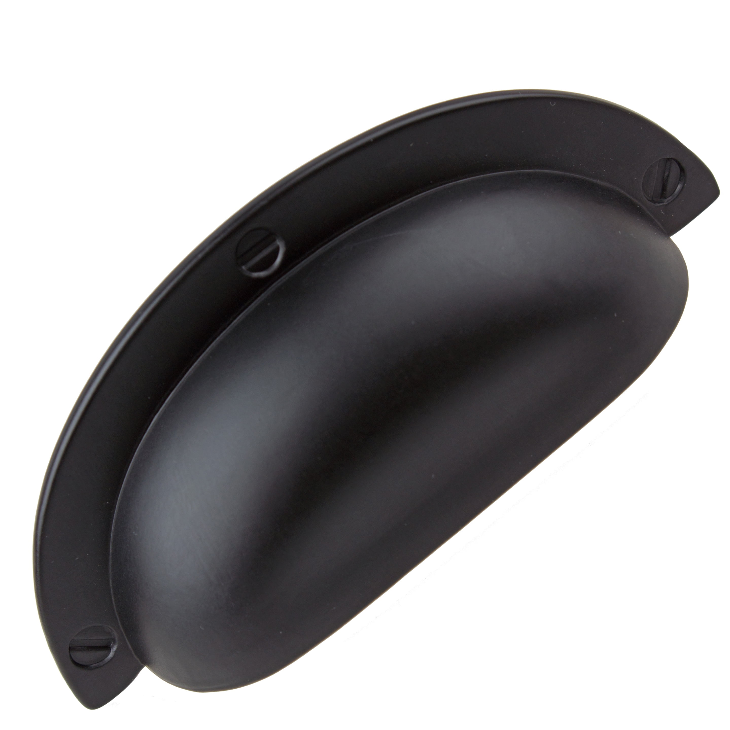Matte Black Traditional Cup Pull with Mounting Hardware