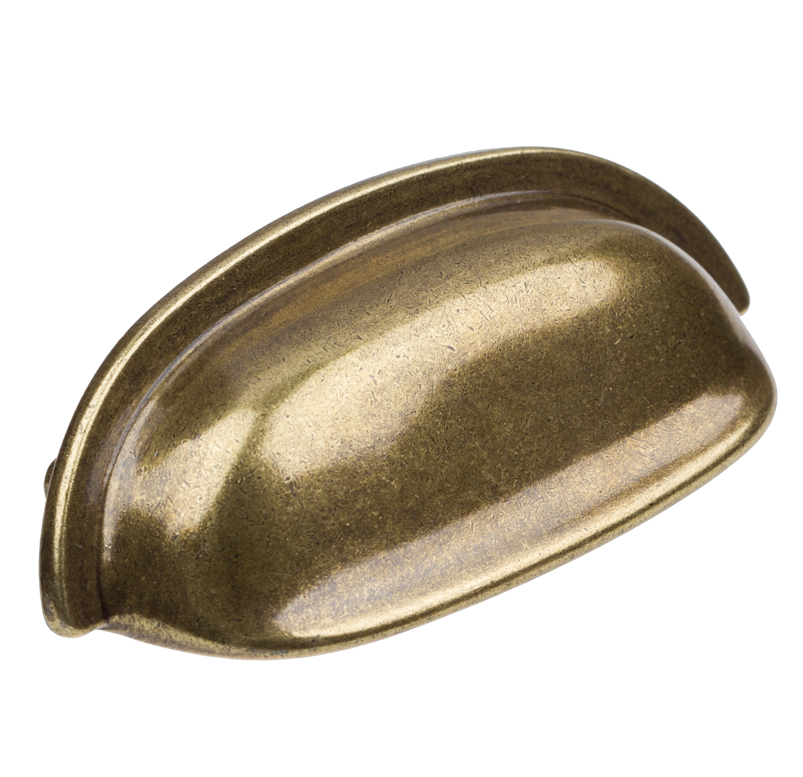 Antique Brass Matte Cup Pull with Mounting Hardware