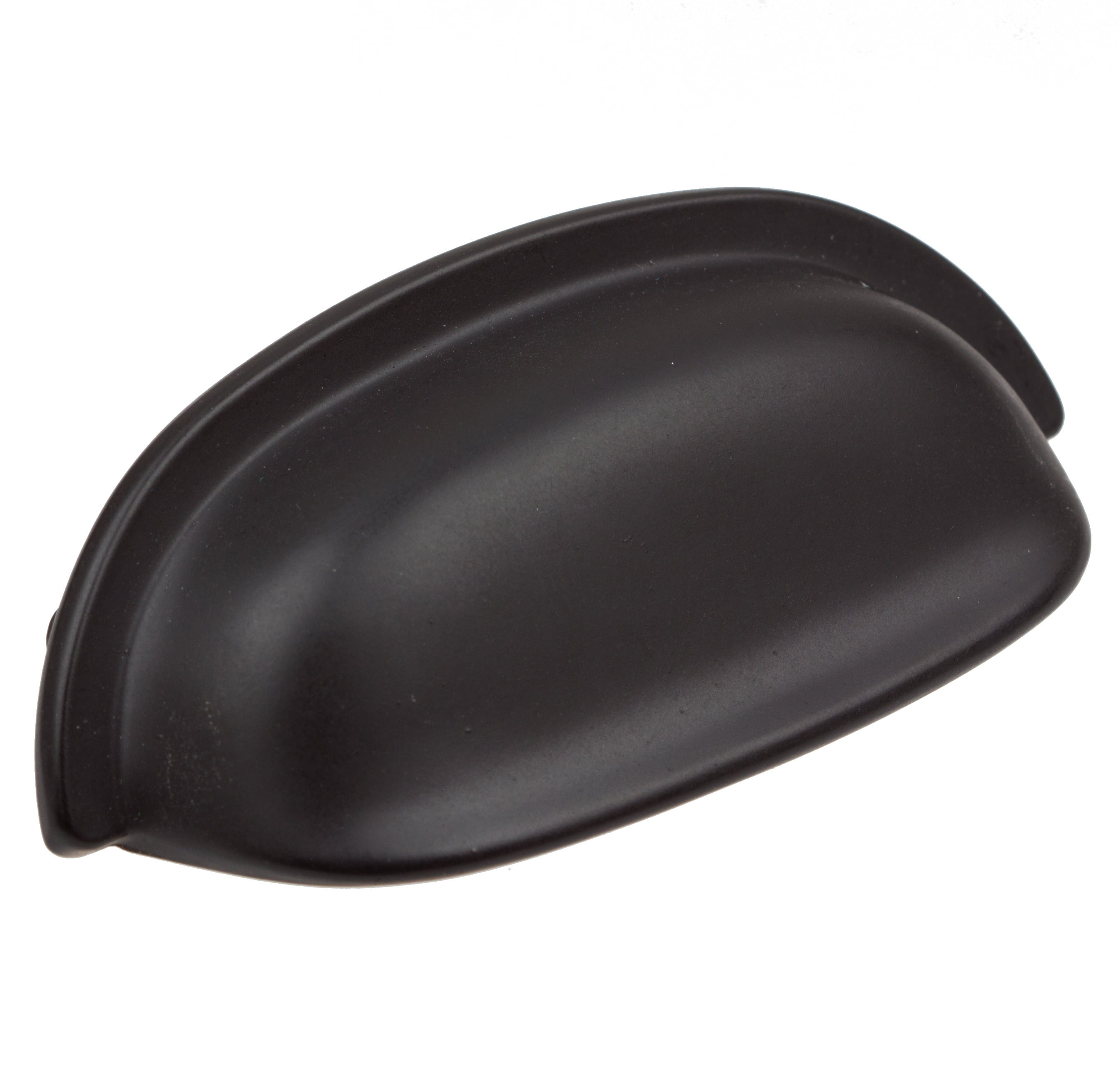 Matte Black Traditional Cup Pull with Mounting Hardware