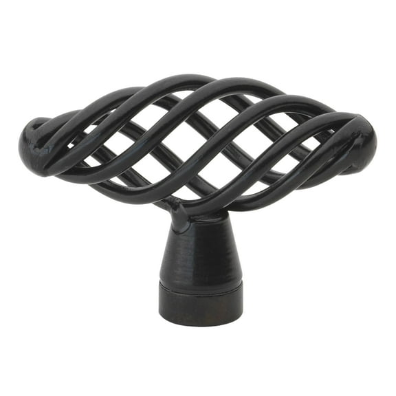 GlideRite 2 in. Classic Oval Birdcage Cabinet Knobs, Matte Black, Single Pack