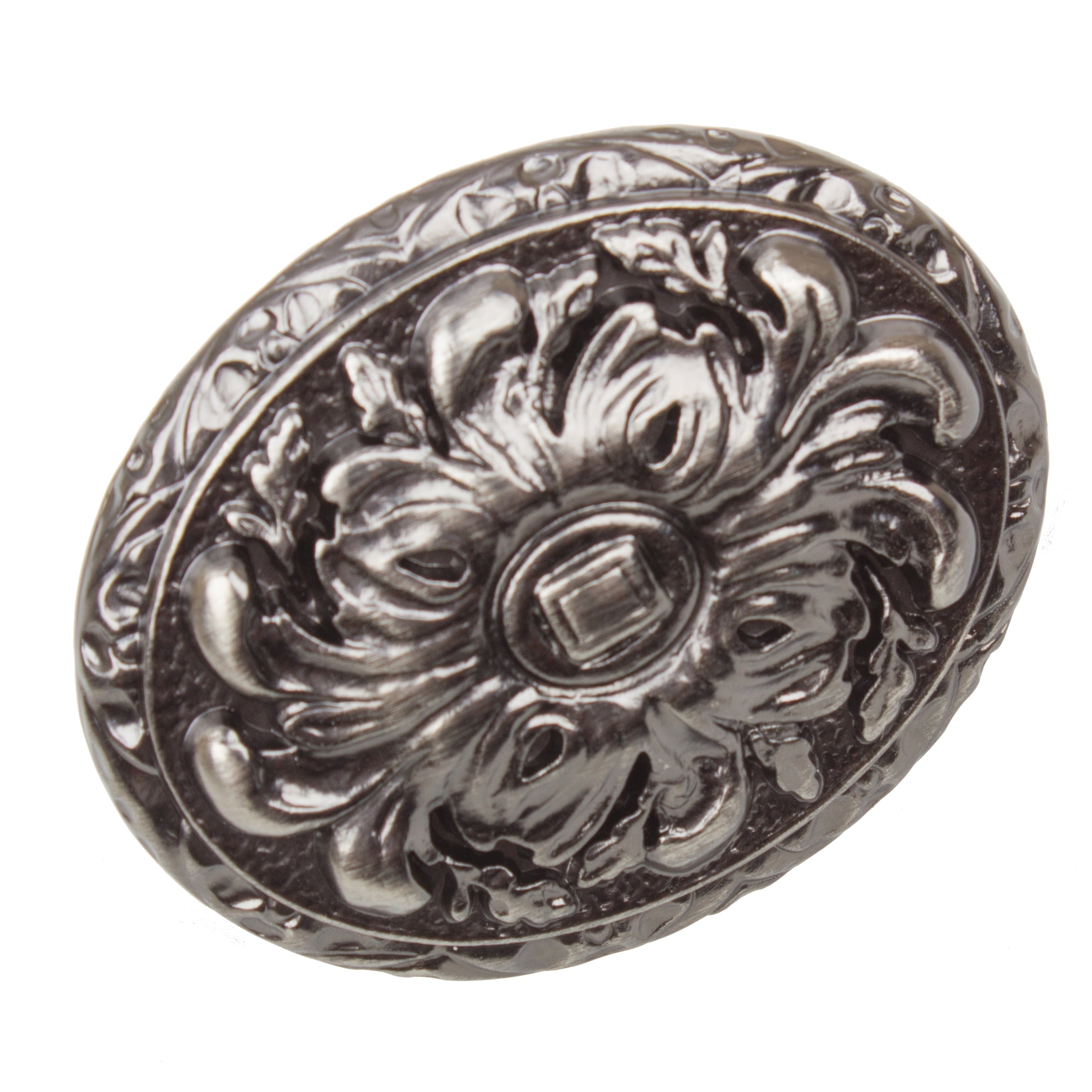 Brushed Pewter Ornate Oval Cabinet Knob Set