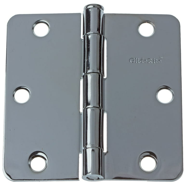 3-1/2 in. Polished Chrome Steel Door Hinge 1/4 in. Corner Radius with Screws (12-Pack) 3-1/2 in. Polished Chrome Steel Door Hinge 1/4 in. Corner Radius with Screws (12-Pack)