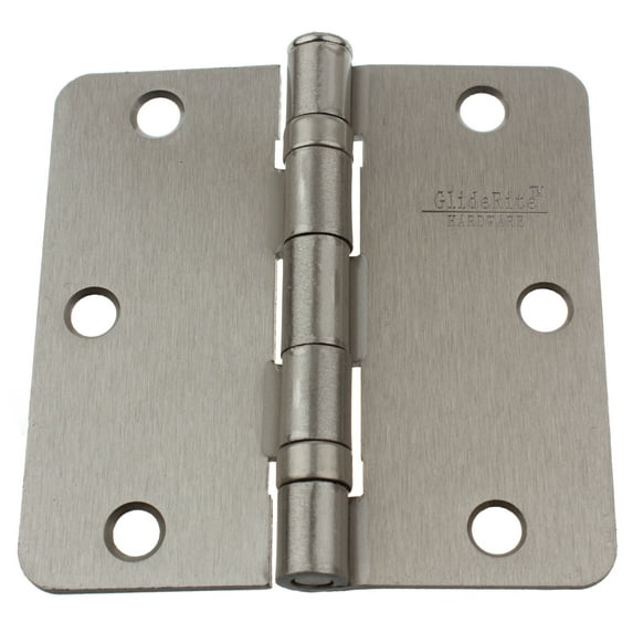 GlideRite 3-1/2 in. Steel Door Hinge with 1/4 in. Corner Radius, Satin Nickel finish, Pack of 12