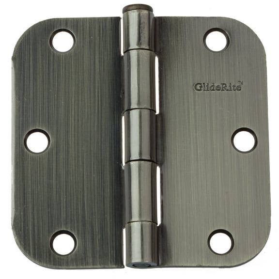 GlideRite 3-1/2 in. Steel Door Hinge with 5/8 in. Corner Radius, Antique Brass finish