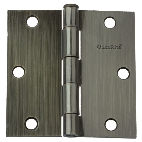 GlideRite 3-1/2 in. Steel Door Hinges with Square Corner Radius, Antique Brass finish, Pack of 18